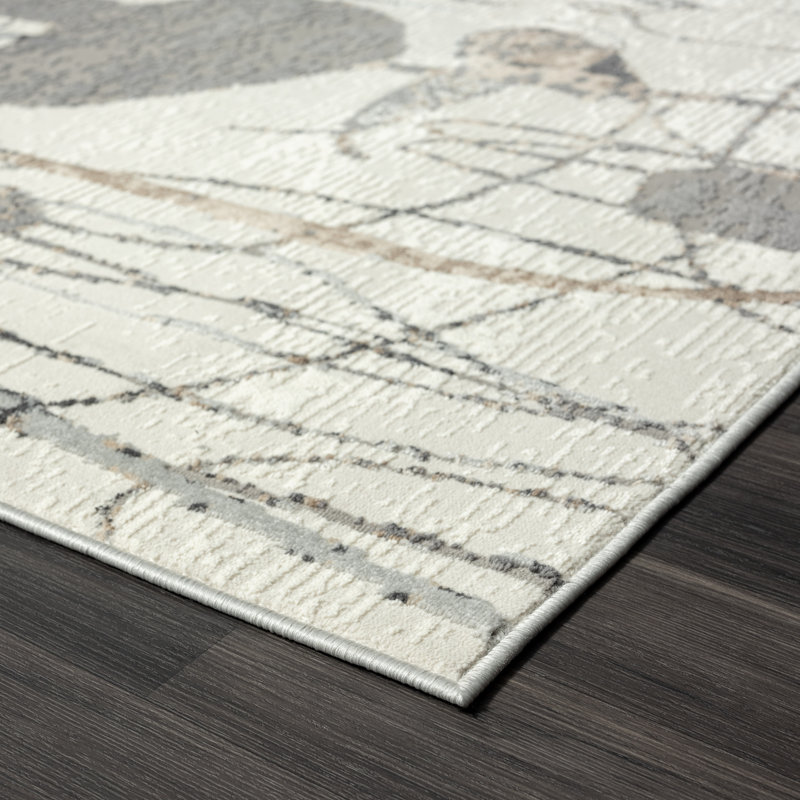 Orren Ellis ARTWRKS Abstract Area Rug in Grays and Neutrals Wayfair